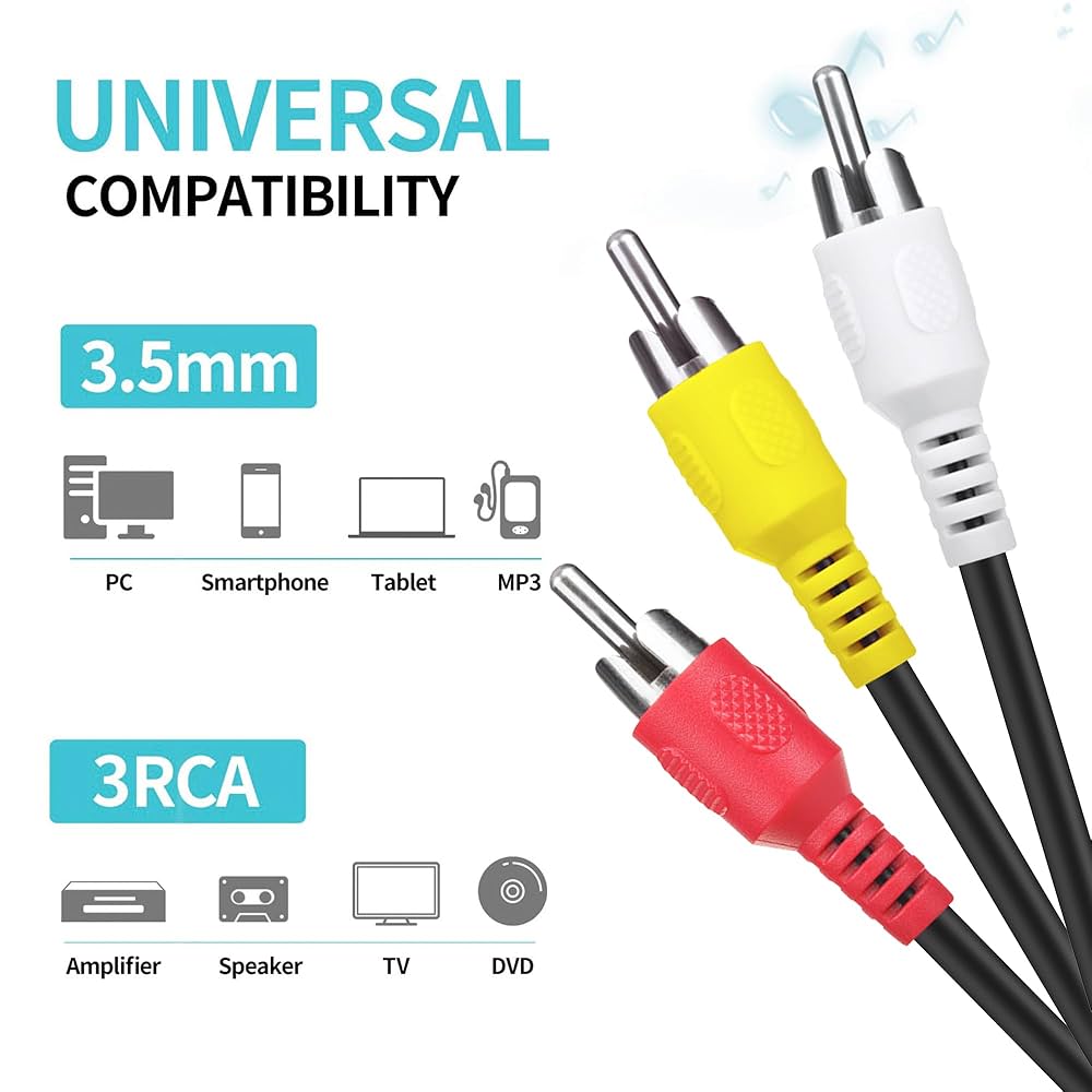 Aves3.5mmケーブル Amazon.com: Digipartspower 5FT Cable A/V Audio/Video AV Cord